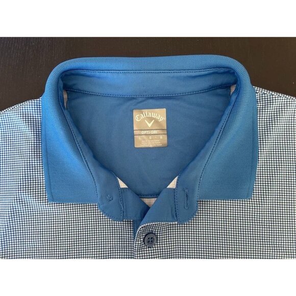 CALLAWAY Opti-Dry Short Sleeve Golf Shirts Mens Size Large LOT OF 2 Blue Check - Picture 10 of 14